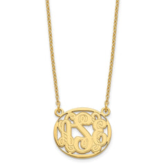 Sterling Silver/Gold-plated Etched Oval Monogram Necklace XNA579GP