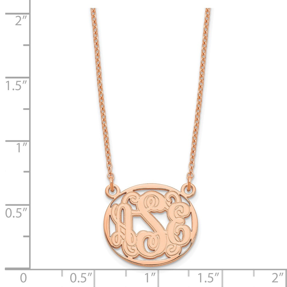 Sterling Silver/Rose-plated Etched Oval Monogram Necklace XNA579RP
