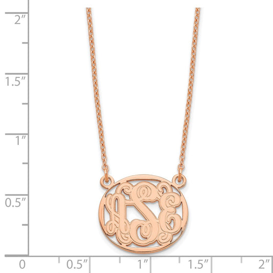 Sterling Silver/Rose-plated Etched Oval Monogram Necklace XNA579RP