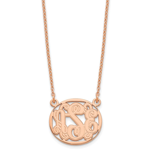 Sterling Silver/Rose-plated Etched Oval Monogram Necklace XNA579RP