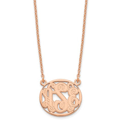 Sterling Silver/Rose-plated Etched Oval Monogram Necklace XNA579RP