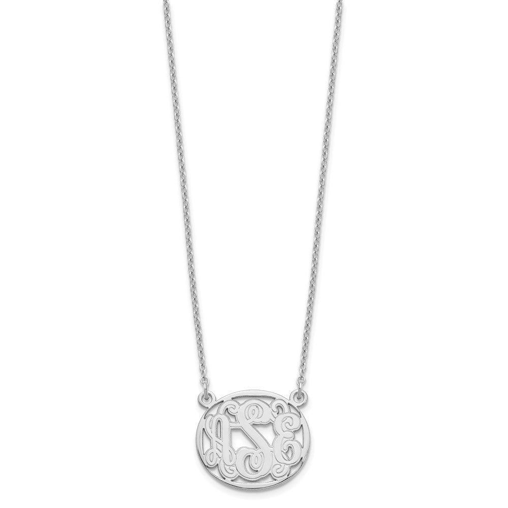 Sterling Silver/Rhodium-plated Etched Oval Monogram Necklace XNA579SS