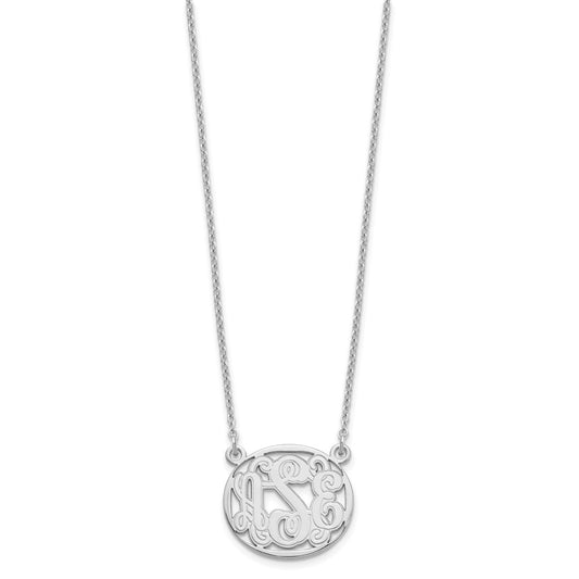 Sterling Silver/Rhodium-plated Etched Oval Monogram Necklace XNA579SS