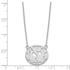 Sterling Silver/Rhodium-plated Etched Oval Monogram Necklace XNA579SS