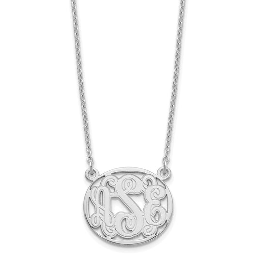 Sterling Silver/Rhodium-plated Etched Oval Monogram Necklace XNA579SS