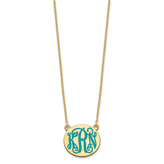 Sterling Silver/Gold-plated Small Round Epoxy Monogram Necklace XNA583GP