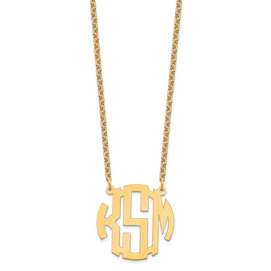 Sterling Silver/Gold-plated Small Round Monogram Necklace XNA588GP
