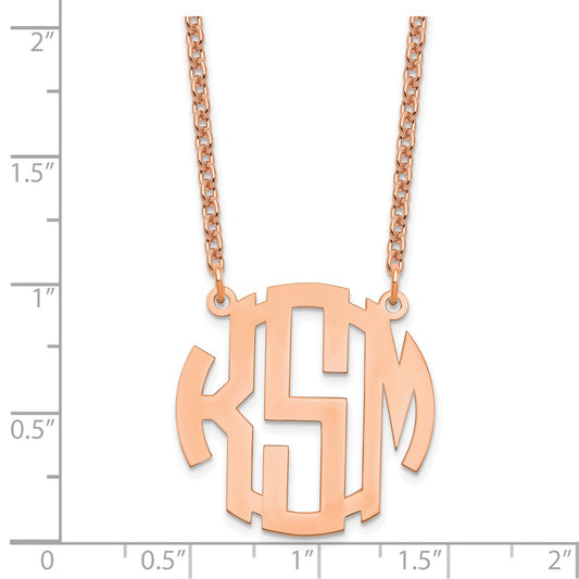 Sterling Silver/Rose-plated Small Round Monogram Necklace XNA588RP