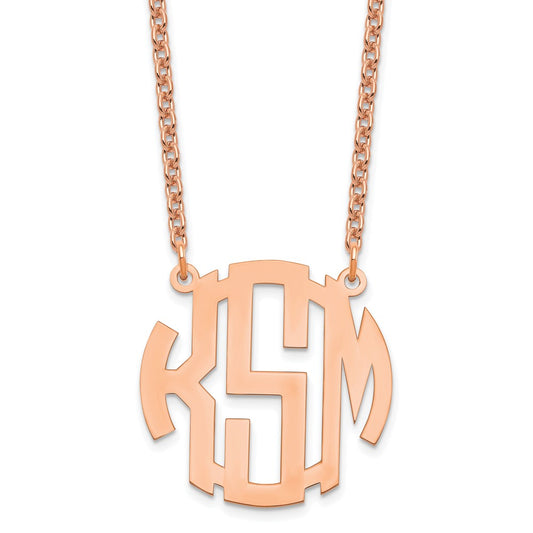 Sterling Silver/Rose-plated Small Round Monogram Necklace XNA588RP