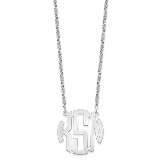 Sterling Silver/Rhodium-plated Small Round Monogram Necklace XNA588SS