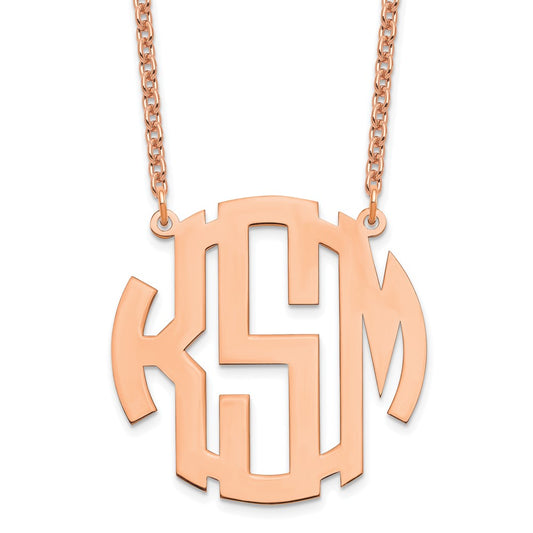 Sterling Silver/Rose-plated Round Monogram Necklace XNA589RP