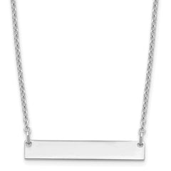 Sterling Silver/Rhodium-plated Small Blank Bar Necklace XNA637SS