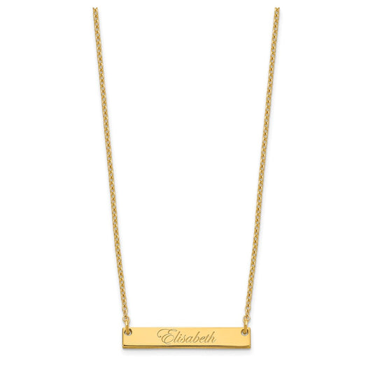 Sterling Silver/Gold-plated Small EDWARDIAN SCRIPT Bar Necklace XNA640GP