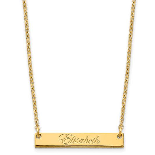 Sterling Silver/Gold-plated Small EDWARDIAN SCRIPT Bar Necklace XNA640GP