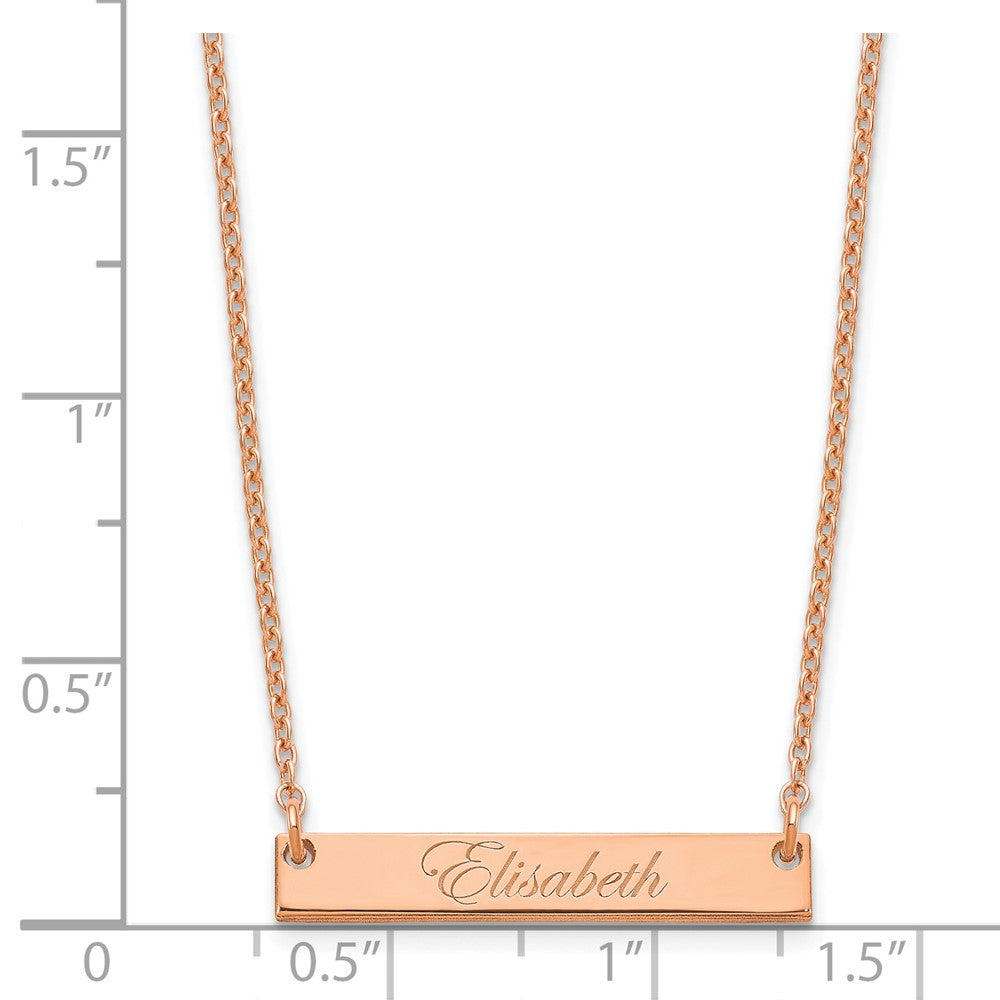 Sterling Silver/Rose-plated Small EDWARDIAN SCRIPT Bar Necklace XNA640RP