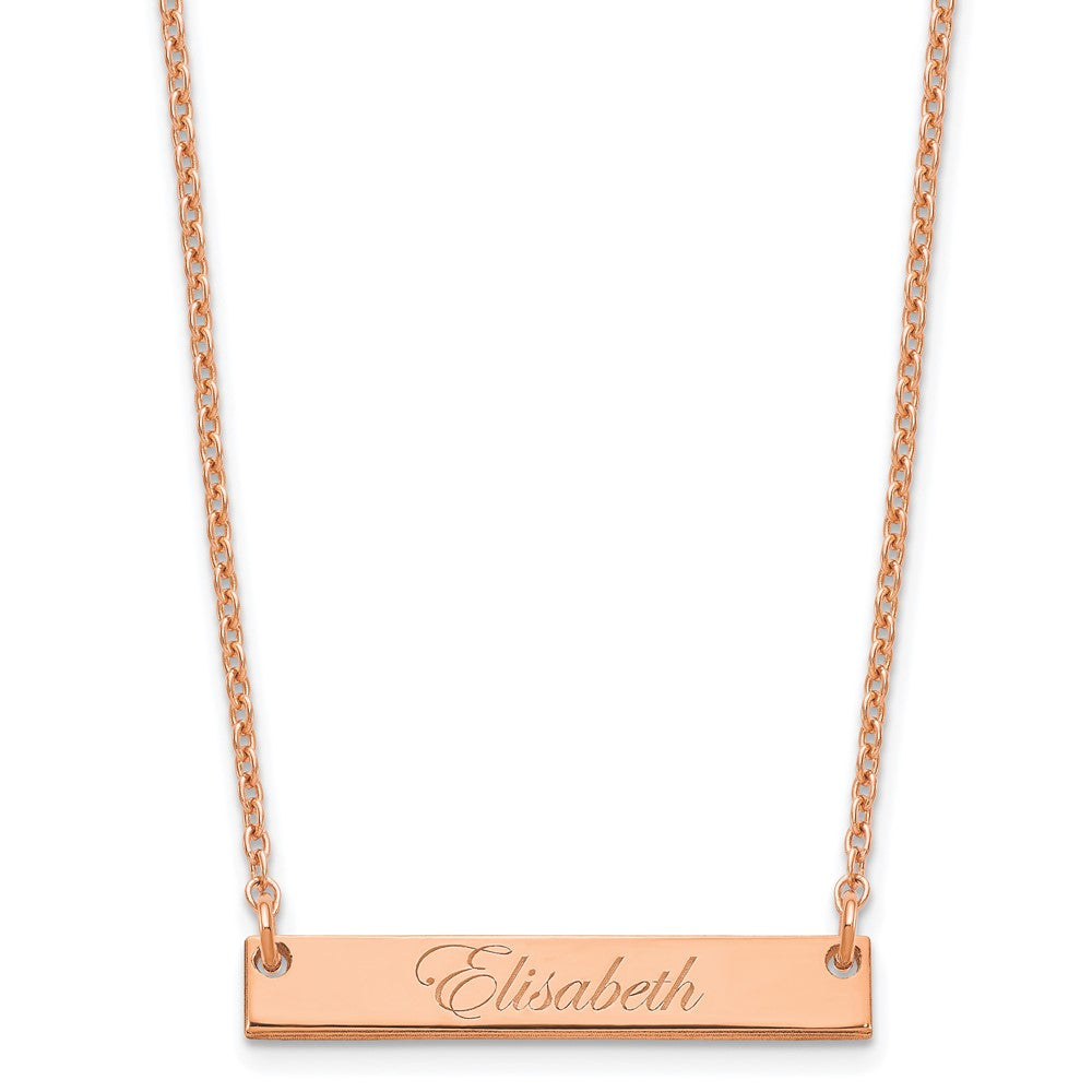 Sterling Silver/Rose-plated Small EDWARDIAN SCRIPT Bar Necklace XNA640RP