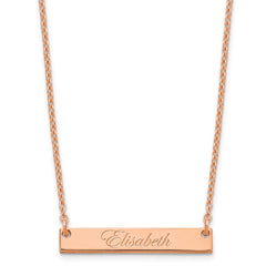 Sterling Silver/Rose-plated Small EDWARDIAN SCRIPT Bar Necklace XNA640RP