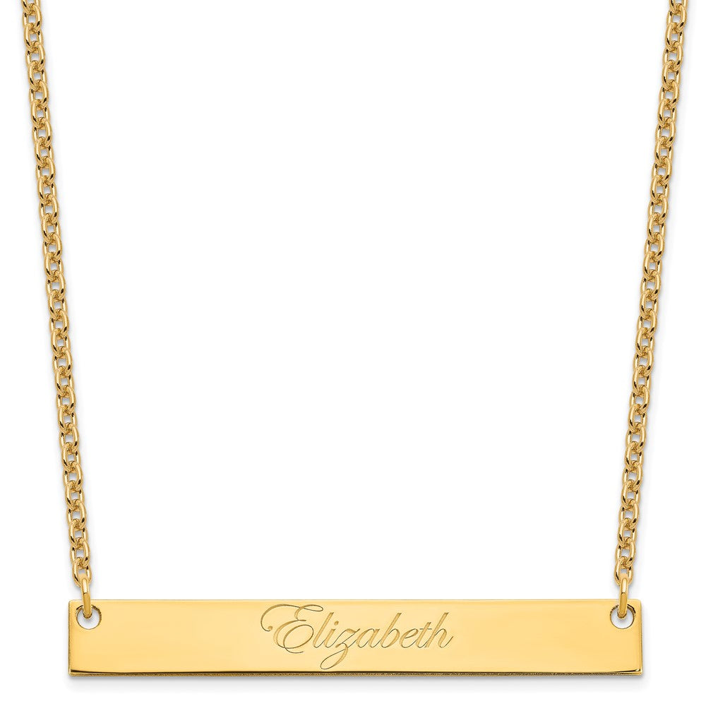 Sterling Silver/Gold-plated Large EDWARDIAN SCRIPT Bar Necklace XNA642GP