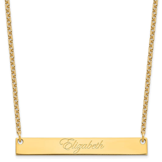 Sterling Silver/Gold-plated Large EDWARDIAN SCRIPT Bar Necklace XNA642GP