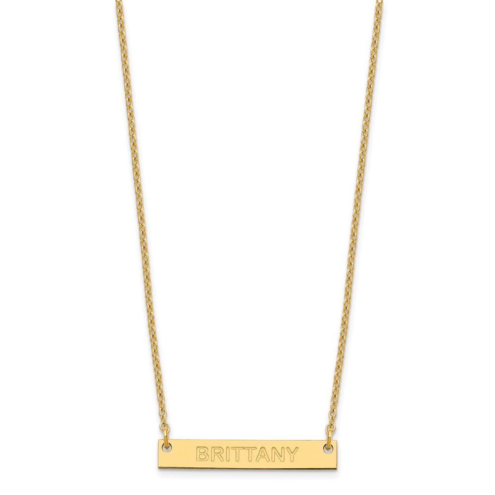 SS/Gold-plated Small Capitalized ARIAL ROUNDED Bar Necklace XNA643GP