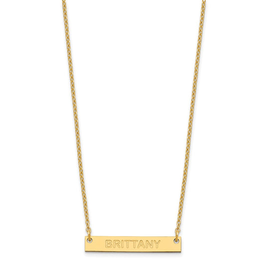 SS/Gold-plated Small Capitalized ARIAL ROUNDED Bar Necklace XNA643GP