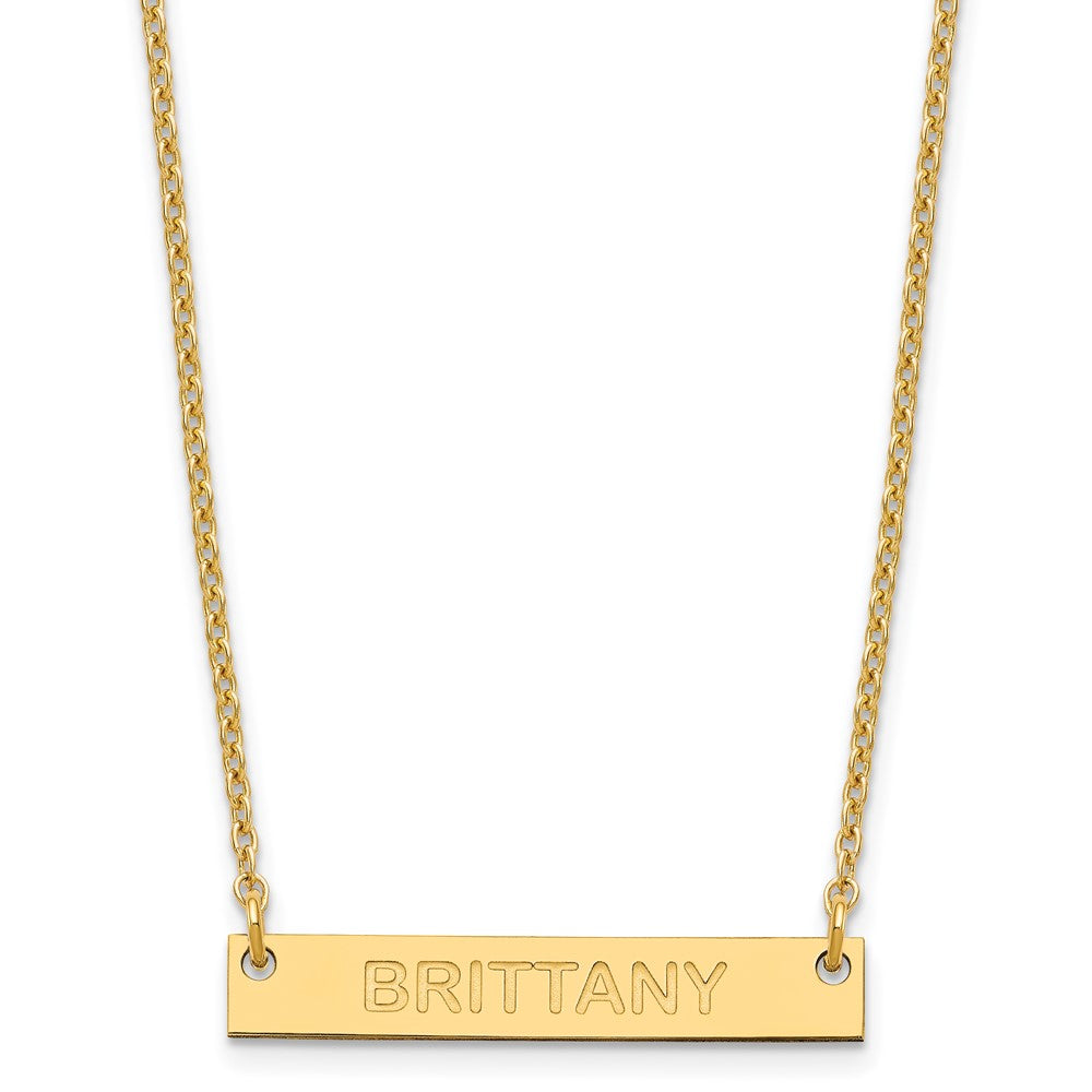 SS/Gold-plated Small Capitalized ARIAL ROUNDED Bar Necklace XNA643GP