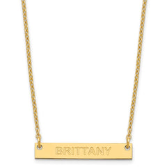 SS/Gold-plated Small Capitalized ARIAL ROUNDED Bar Necklace XNA643GP