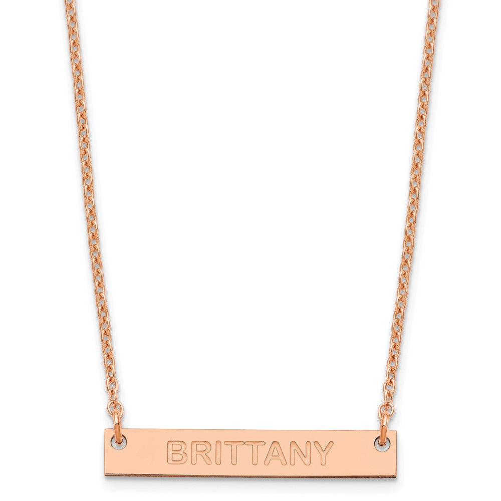 SS/Rose-plated Small Capitalized ARIAL ROUNDED Bar Necklace XNA643RP