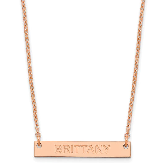 SS/Rose-plated Small Capitalized ARIAL ROUNDED Bar Necklace XNA643RP