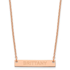 SS/Rose-plated Small Capitalized ARIAL ROUNDED Bar Necklace XNA643RP
