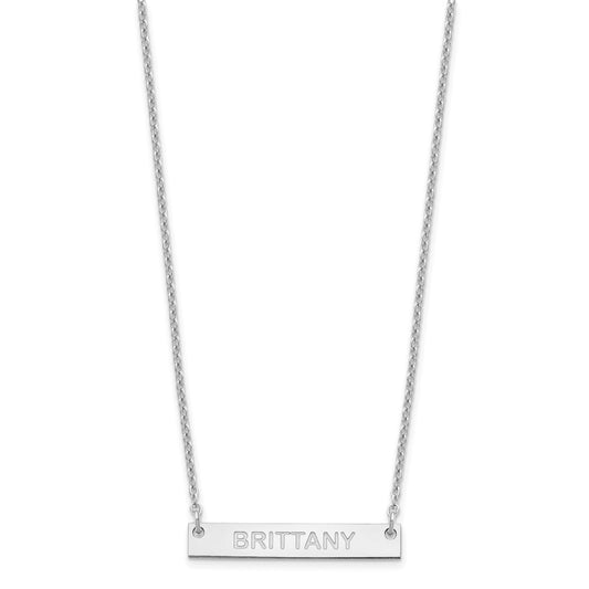 SS/Rhod-plated Small Capitalized ARIAL ROUNDED Bar Necklace XNA643SS