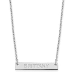 SS/Rhod-plated Small Capitalized ARIAL ROUNDED Bar Necklace XNA643SS