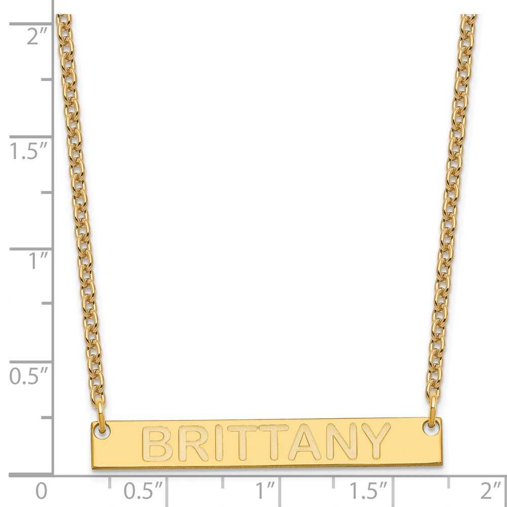 SS/Gold-plated Medium Capitalized ARIAL ROUNDED Bar Necklace XNA644GP