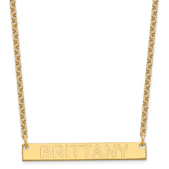 SS/Gold-plated Medium Capitalized ARIAL ROUNDED Bar Necklace XNA644GP