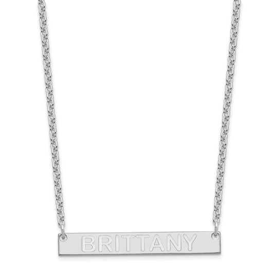 SS/Rhod-plated Medium Capitalized ARIAL ROUNDED Bar Necklace XNA644SS