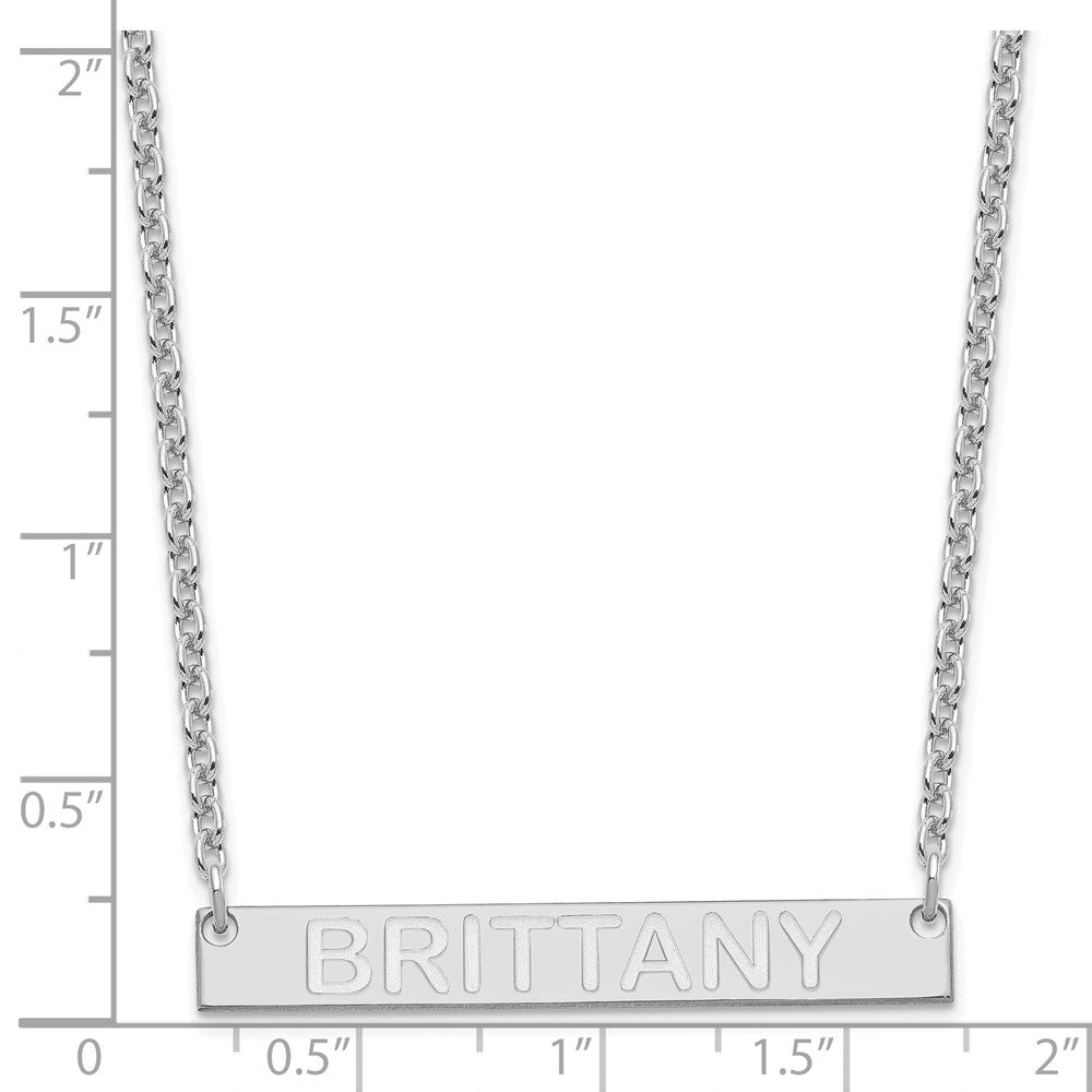 SS/Rhod-plated Medium Capitalized ARIAL ROUNDED Bar Necklace XNA644SS