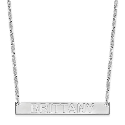 SS/Rhod-plated Large Capitalized ARIAL ROUNDED Bar Necklace XNA645SS