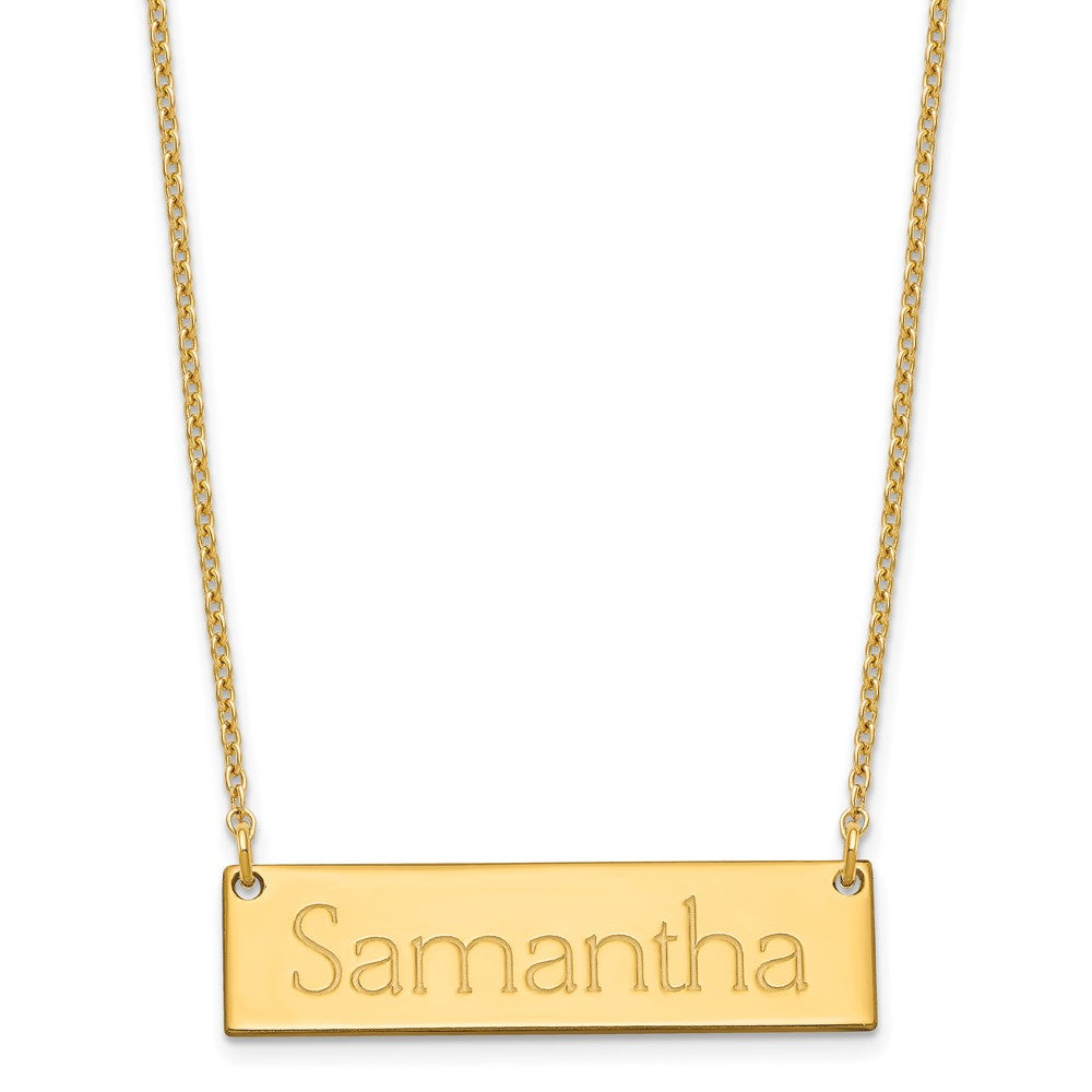 Sterling Silver/Gold-plated Small Name Bar Necklace XNA647GP