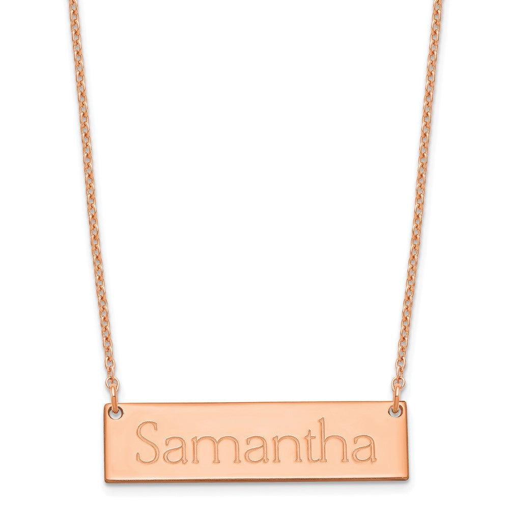 Sterling Silver/Rose-plated Small Name Bar Necklace XNA647RP
