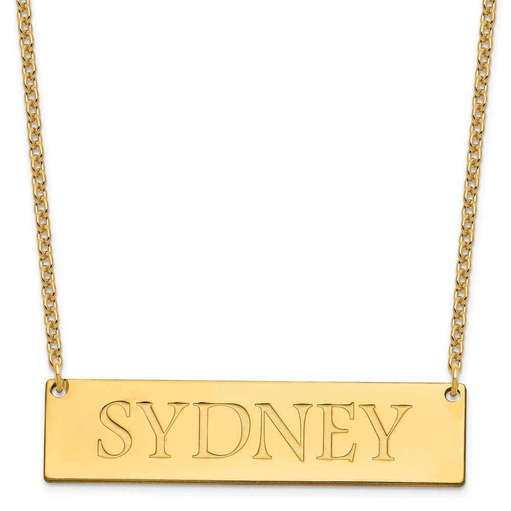 Sterling Silver/Gold-plated Large Name Bar Necklace XNA648GP