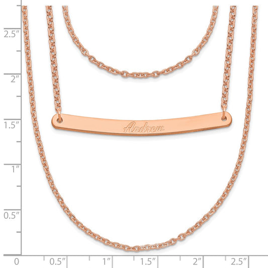 Sterling Silver/Rose-plated Brushed 3 Chain 1 Bar Necklace XNA651RP