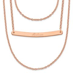 Sterling Silver/Rose-plated Brushed 3 Chain 1 Bar Necklace XNA651RP