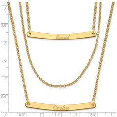 Sterling Silver/Gold-plated Brushed  3 Chain 2 Bar Necklace XNA652GP