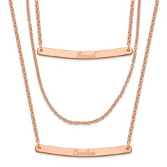 Sterling Silver/Rose-plated Brushed 3 Chain 2 Br Necklace XNA652RP