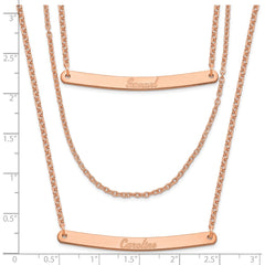 Sterling Silver/Rose-plated Brushed 3 Chain 2 Br Necklace XNA652RP