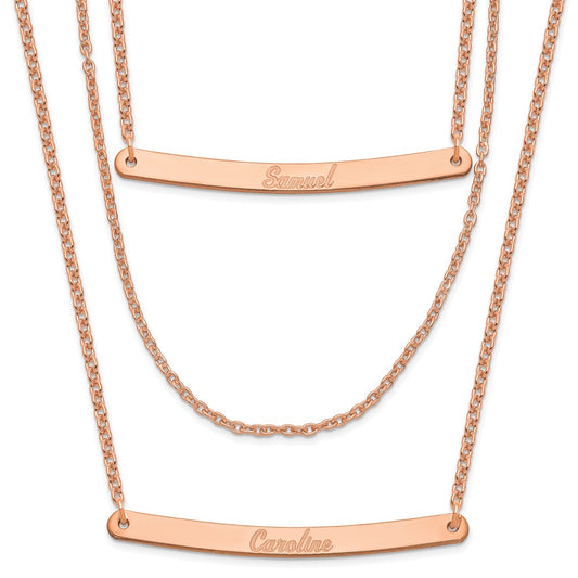 Sterling Silver/Rose-plated Brushed 3 Chain 2 Br Necklace XNA652RP