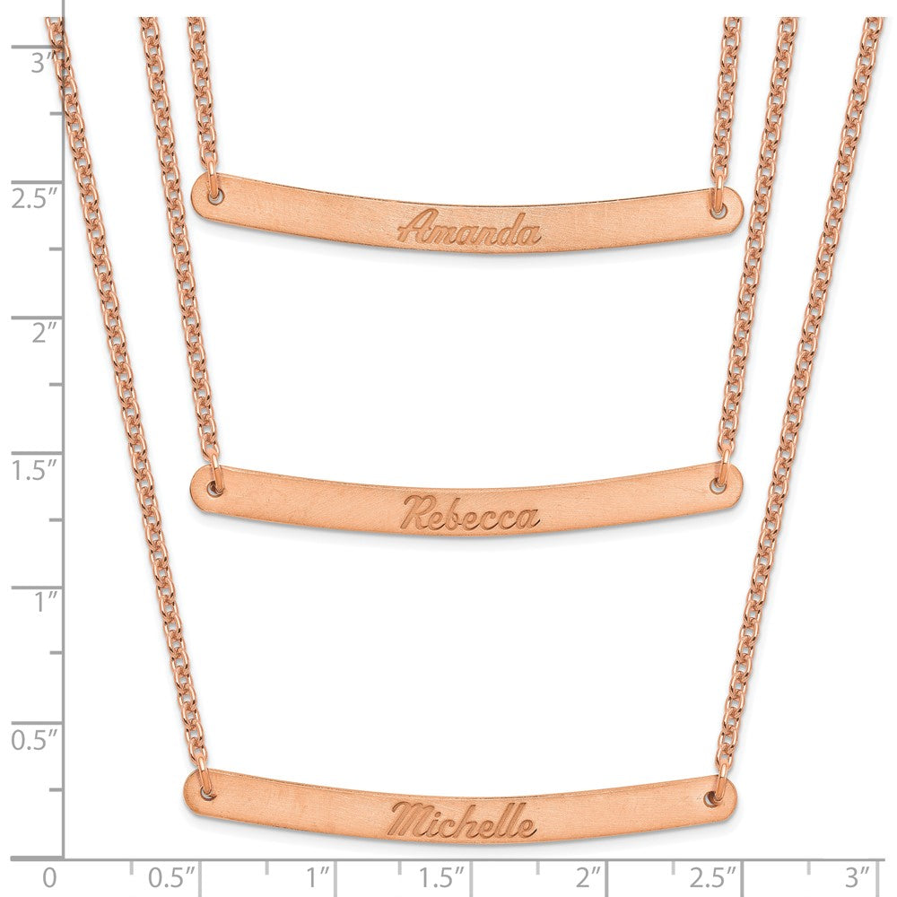 Sterling Silver/Rose-plated Brushed 3 Chain 3 bar Necklace XNA653RP