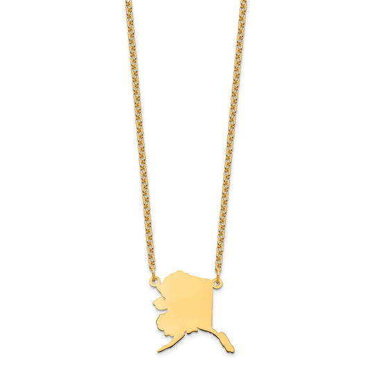 Sterling Silver/Gold-plated Alaska State Necklace XNA706GP-AK