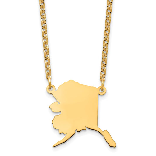 Sterling Silver/Gold-plated Alaska State Necklace XNA706GP-AK