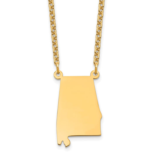 Sterling Silver/Gold-plated Alabama State Necklace XNA706GP-AL